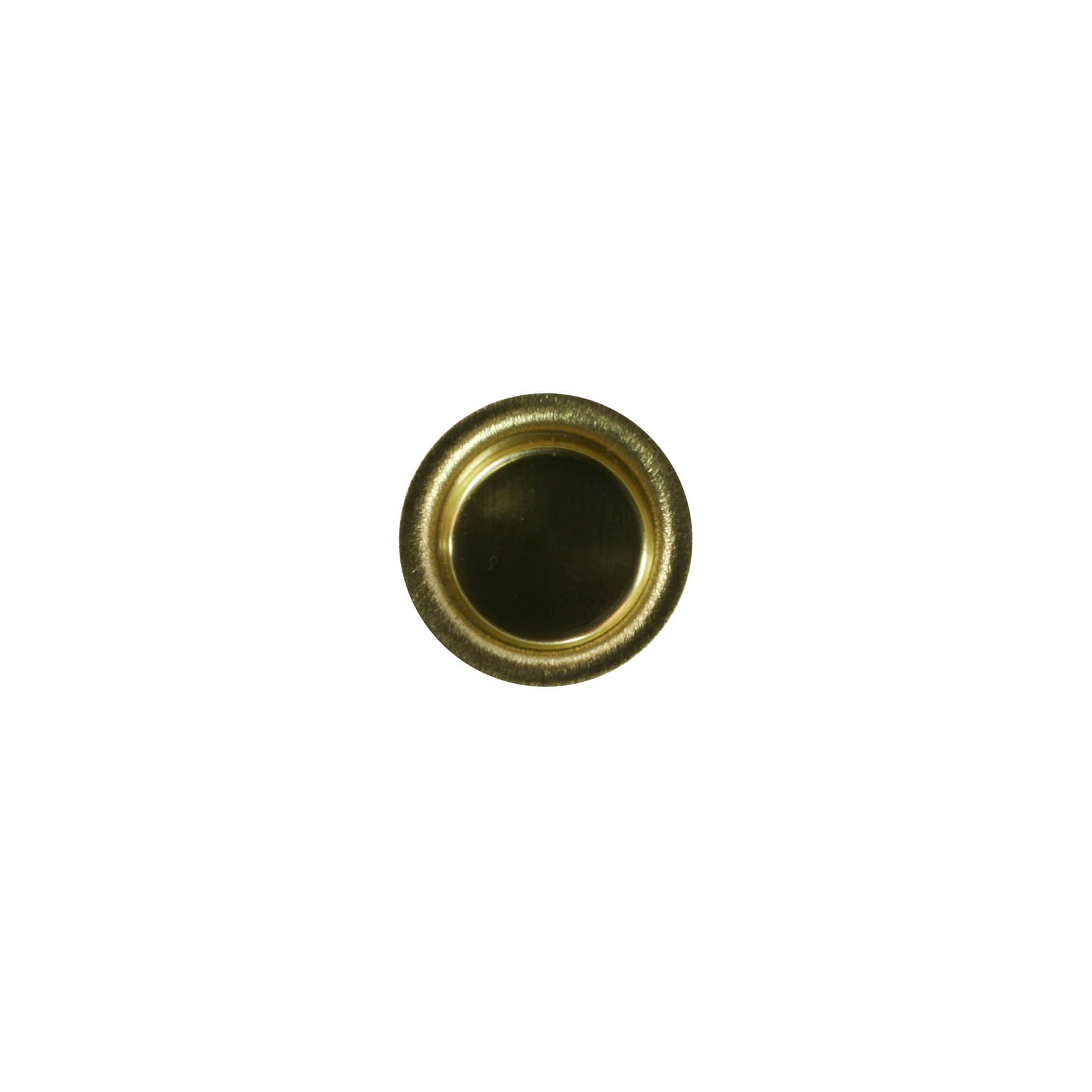 Bild einer Messingtülle mit einem Durchmesser von 12 mm, von oben gesehen. Die Tülle ist glänzend und rund. im Dregeno Online Shop günstig kaufen