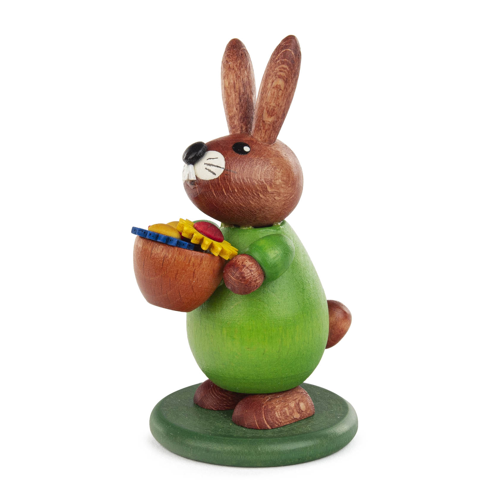 wooden easter rabbit with flower basket