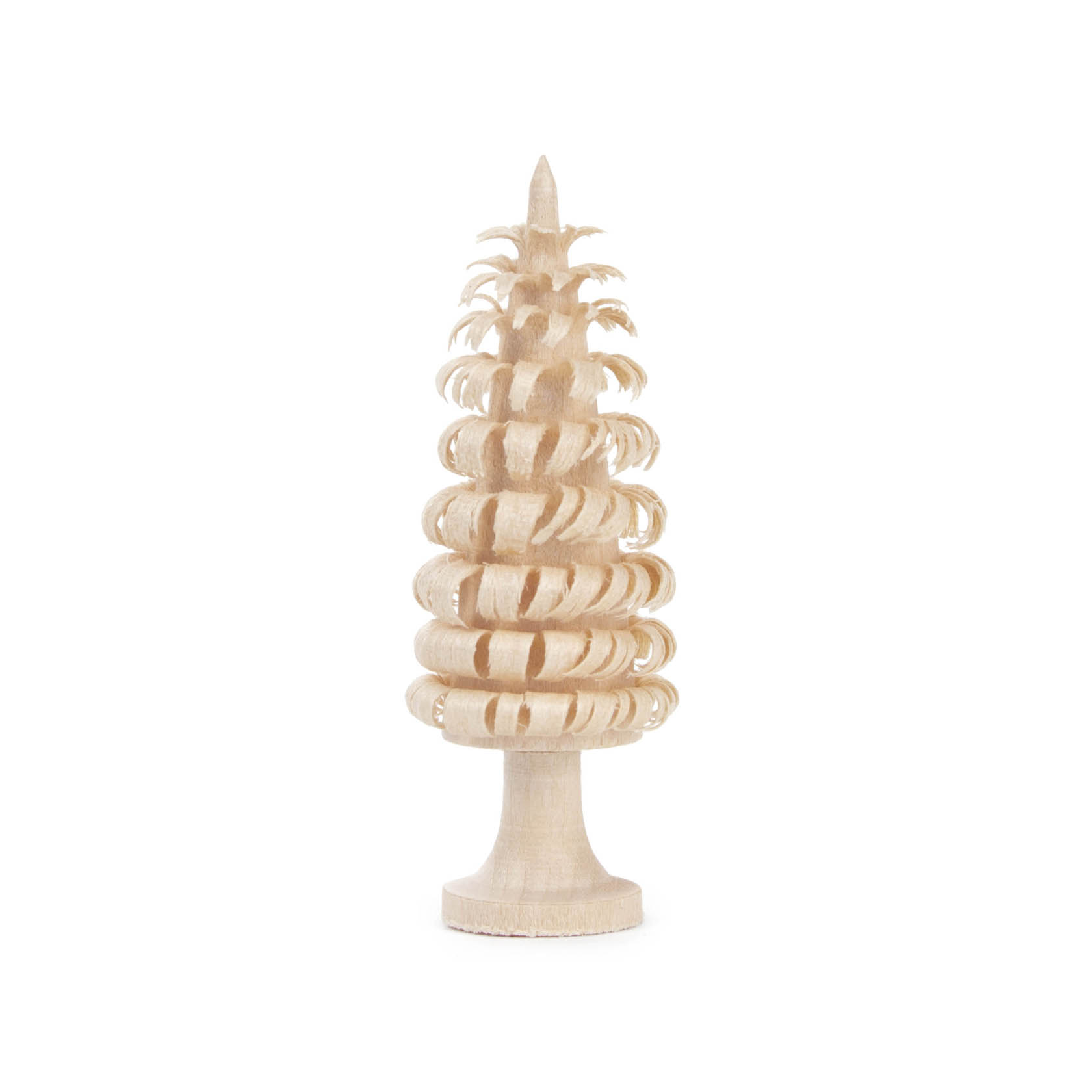 Kleiner, handgefertigter Ringelbaum aus Holz mit spiralförmigen Ästen, naturbelassen und glatt, etwa 6 cm hoch. im Dregeno Online Shop günstig kaufen
