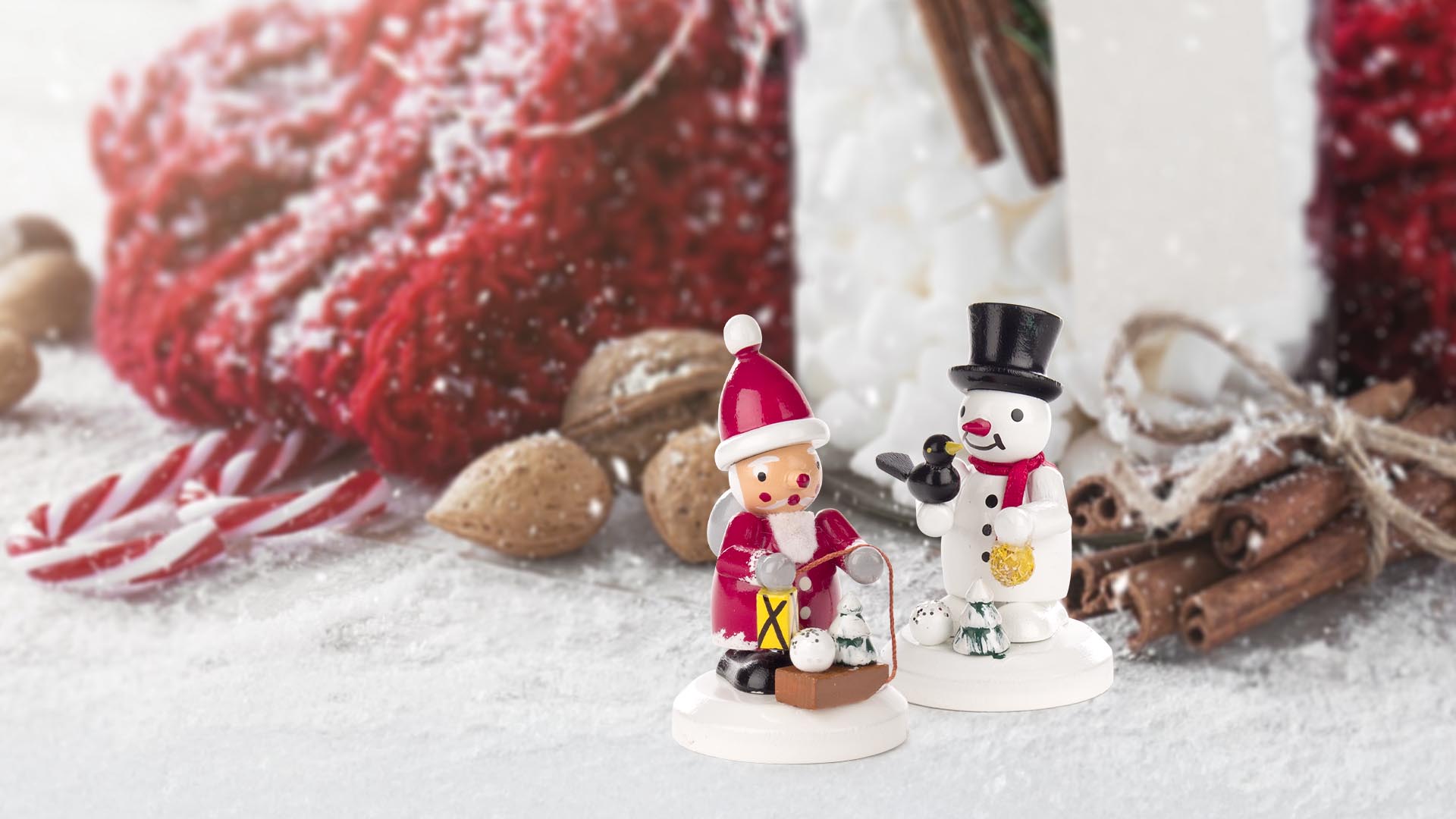 Miniaturen Weihnachtsmann und Schneemann