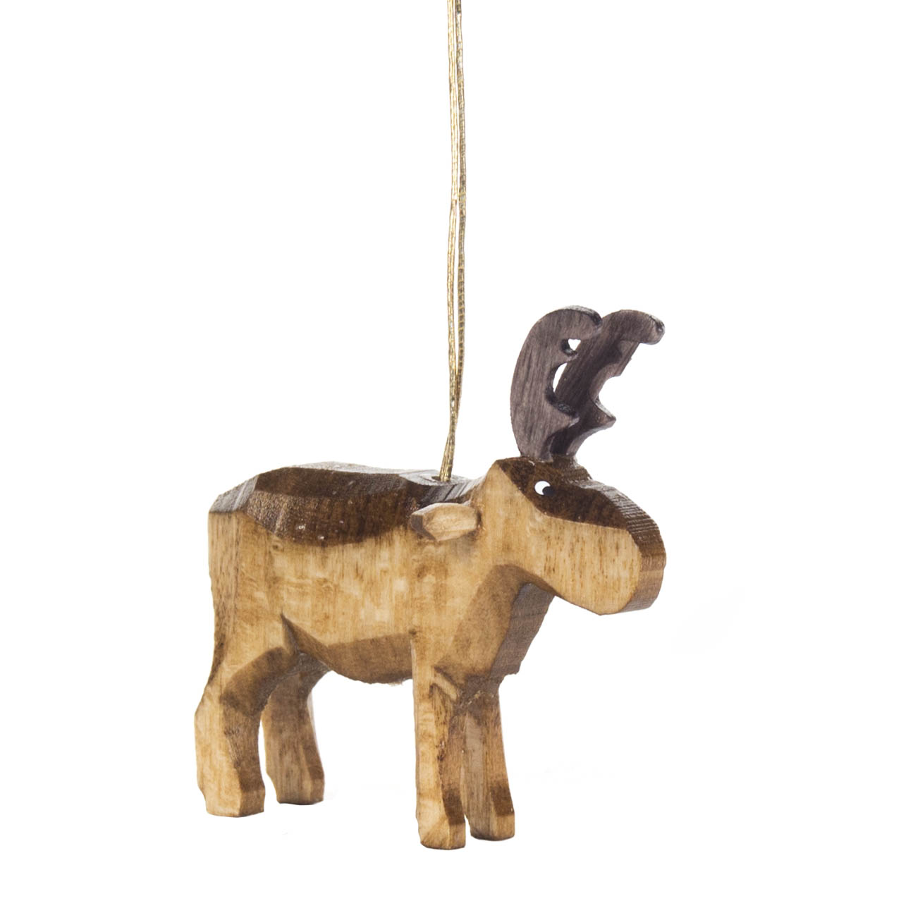 Holzdekoration in Form eines Rentiers mit Schnur zum Aufhängen. im Dregeno Online Shop günstig kaufen