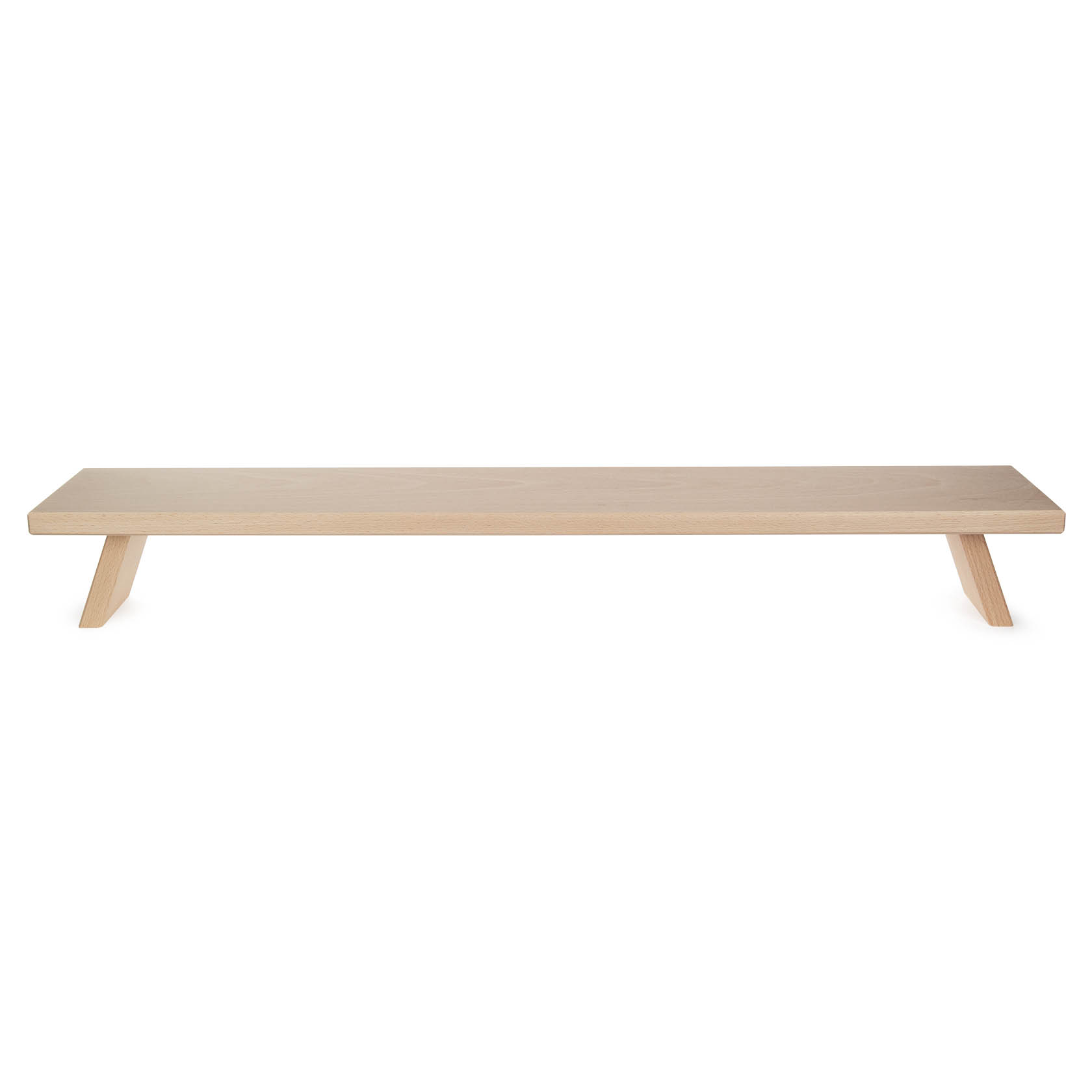 Eine naturfarbene Schwibbogenbank mit einer Länge von 80 cm und einer Tiefe von 13 cm, auf zwei schräg gestellten Beinen. im Dregeno Online Shop günstig kaufen