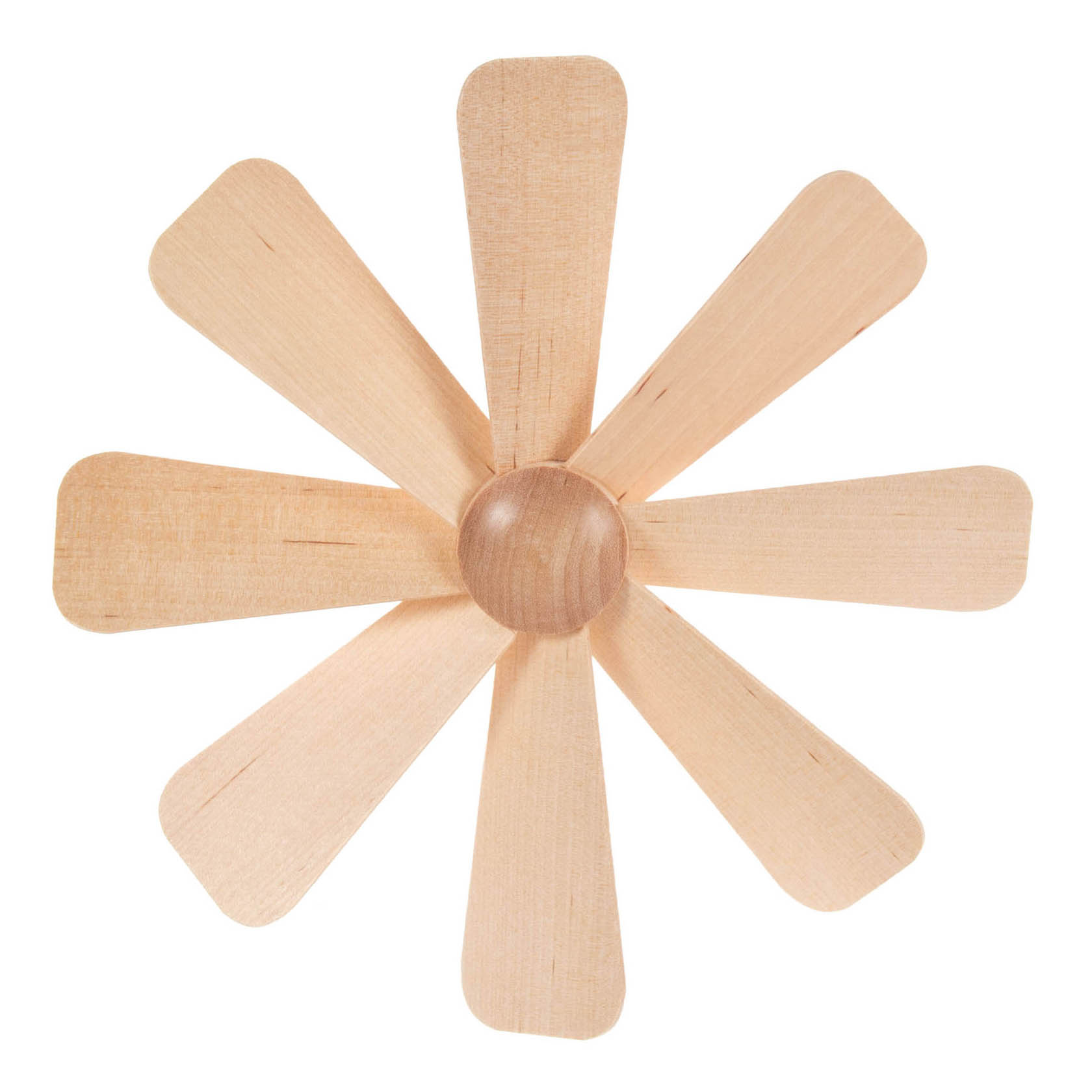 Wooden propeller-style fan with six flat blades extending from a central hub. im Dregeno Online Shop günstig kaufen