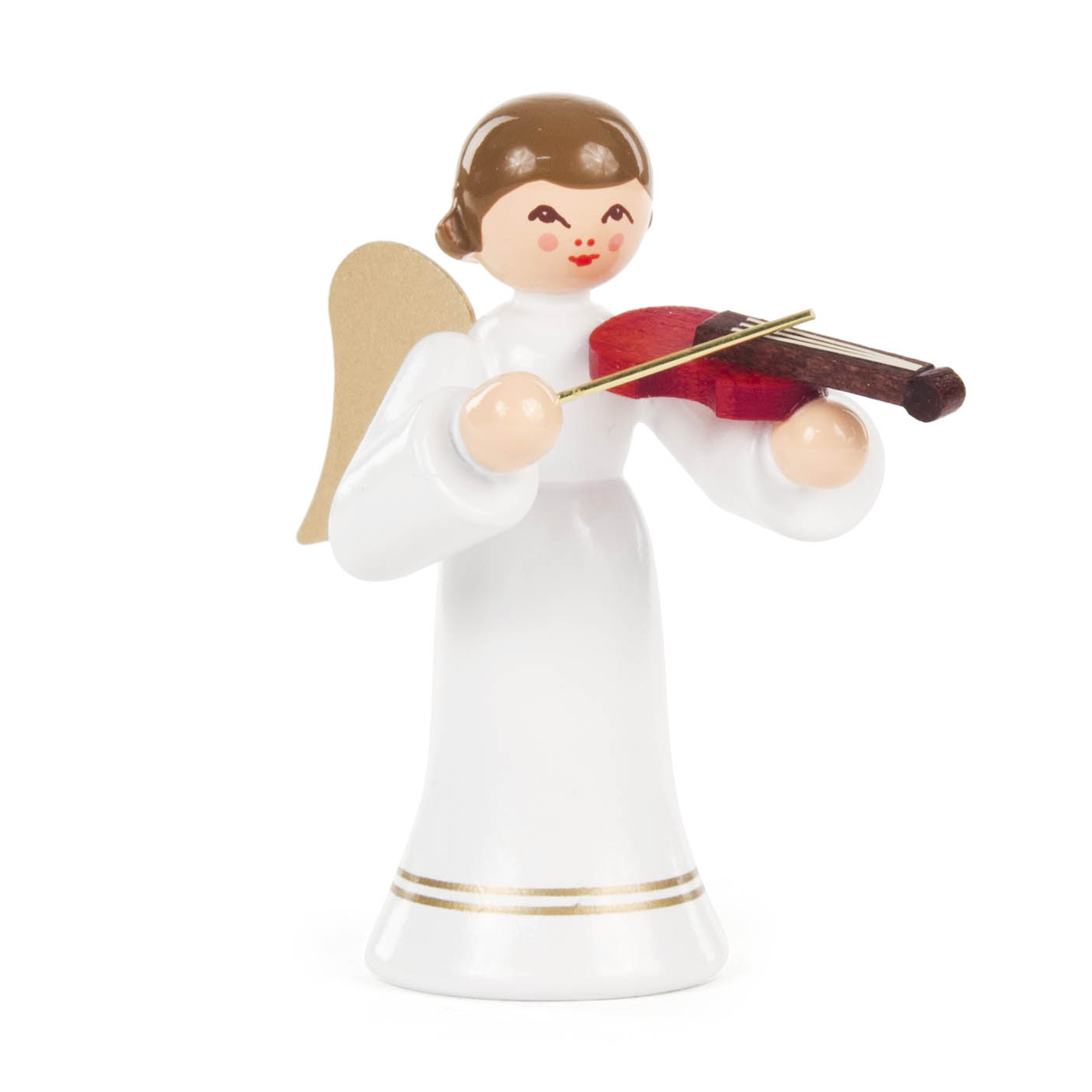 Ein Engel mit braunen Haaren spielt Geige. Der Engel hat goldene Flügel und trägt ein langes, weißes Gewand mit goldenen Streifen. im Dregeno Online Shop günstig kaufen