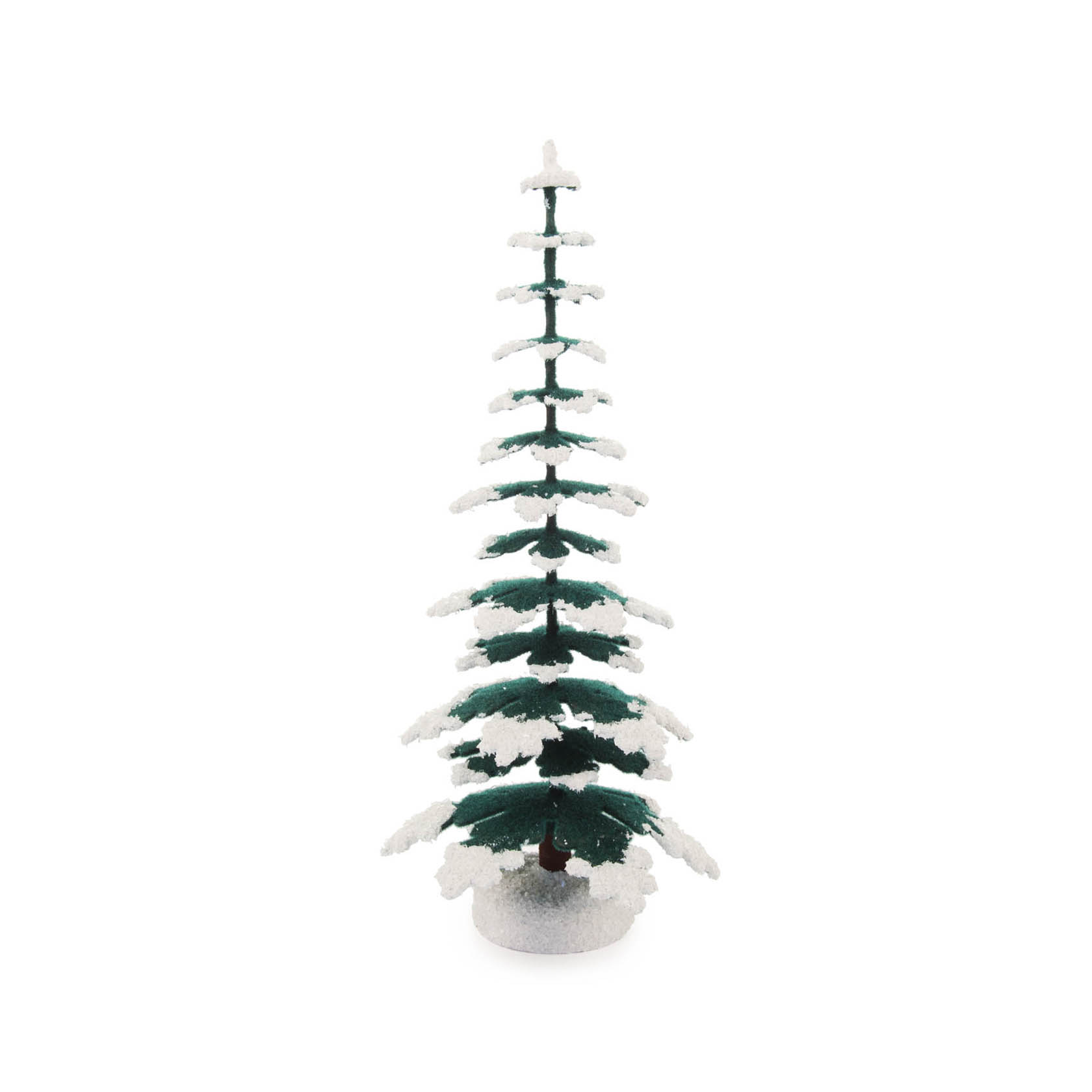 Ein kleiner, 20 cm hoher, künstlicher grüner Tannenbaum mit weißen Spitzen, die wie Schnee aussehen. im Dregeno Online Shop günstig kaufen