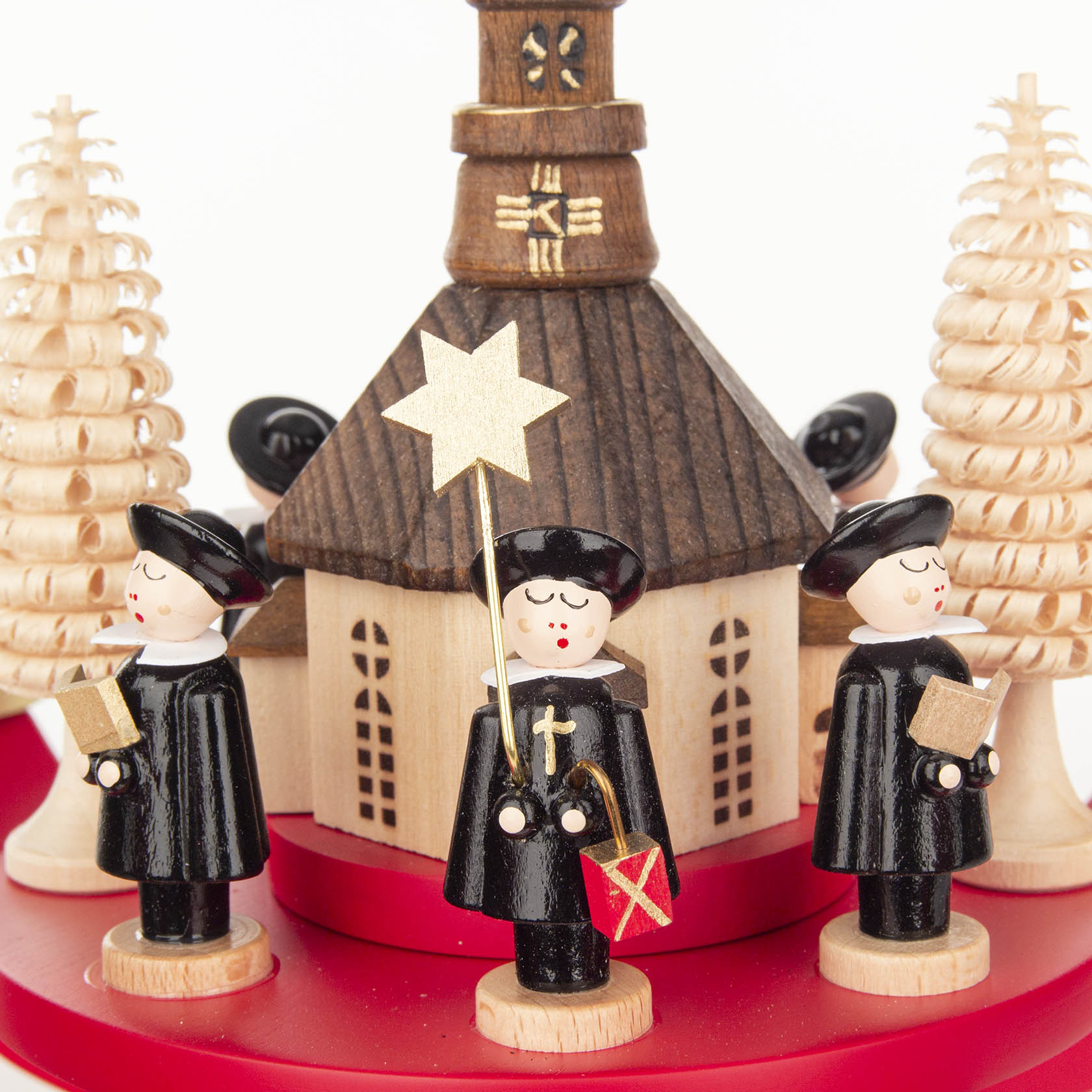 advent tealight holder red, Seiffen church and carol singers