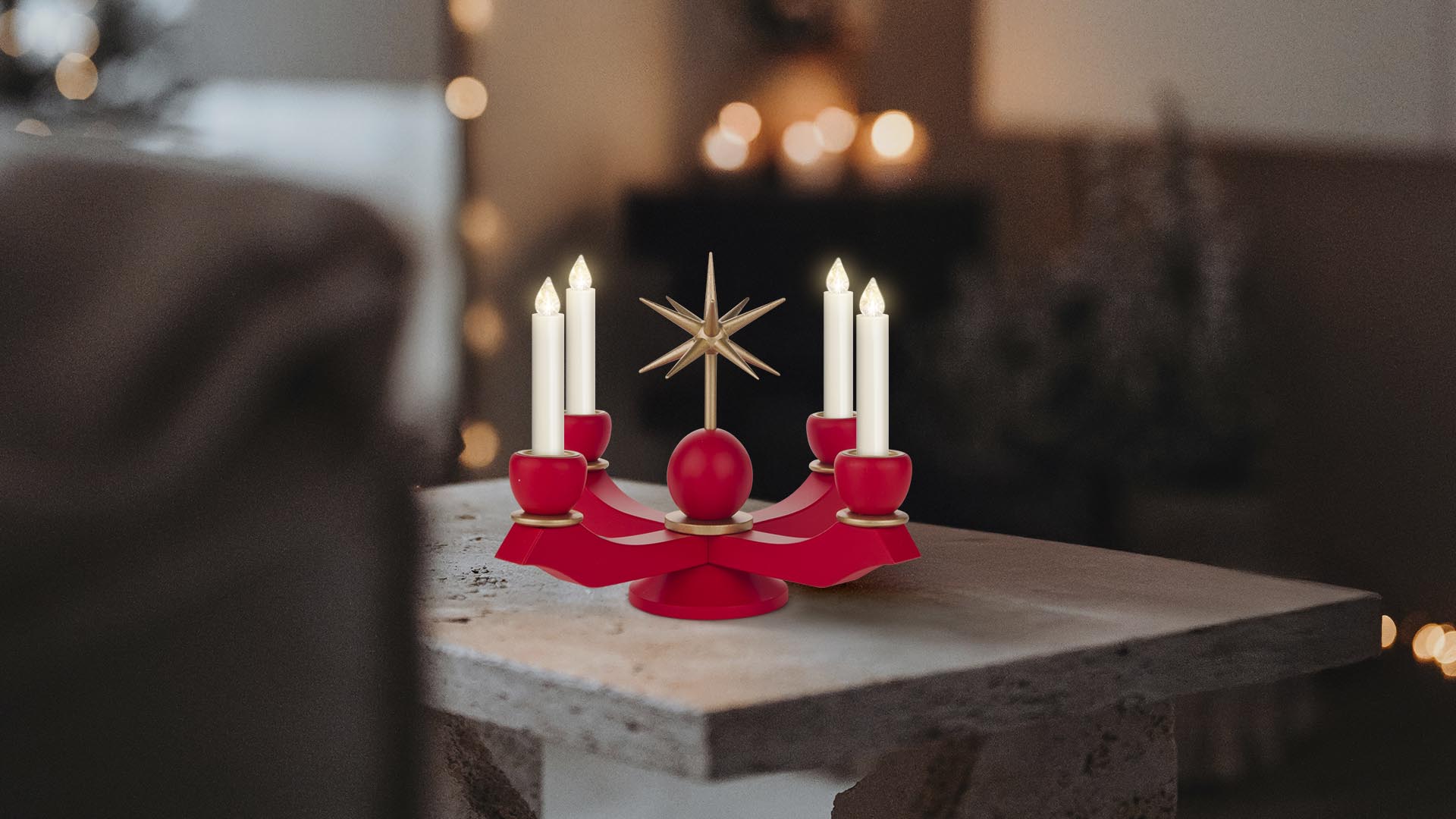 Adventsleuchter rot ohne Figuren