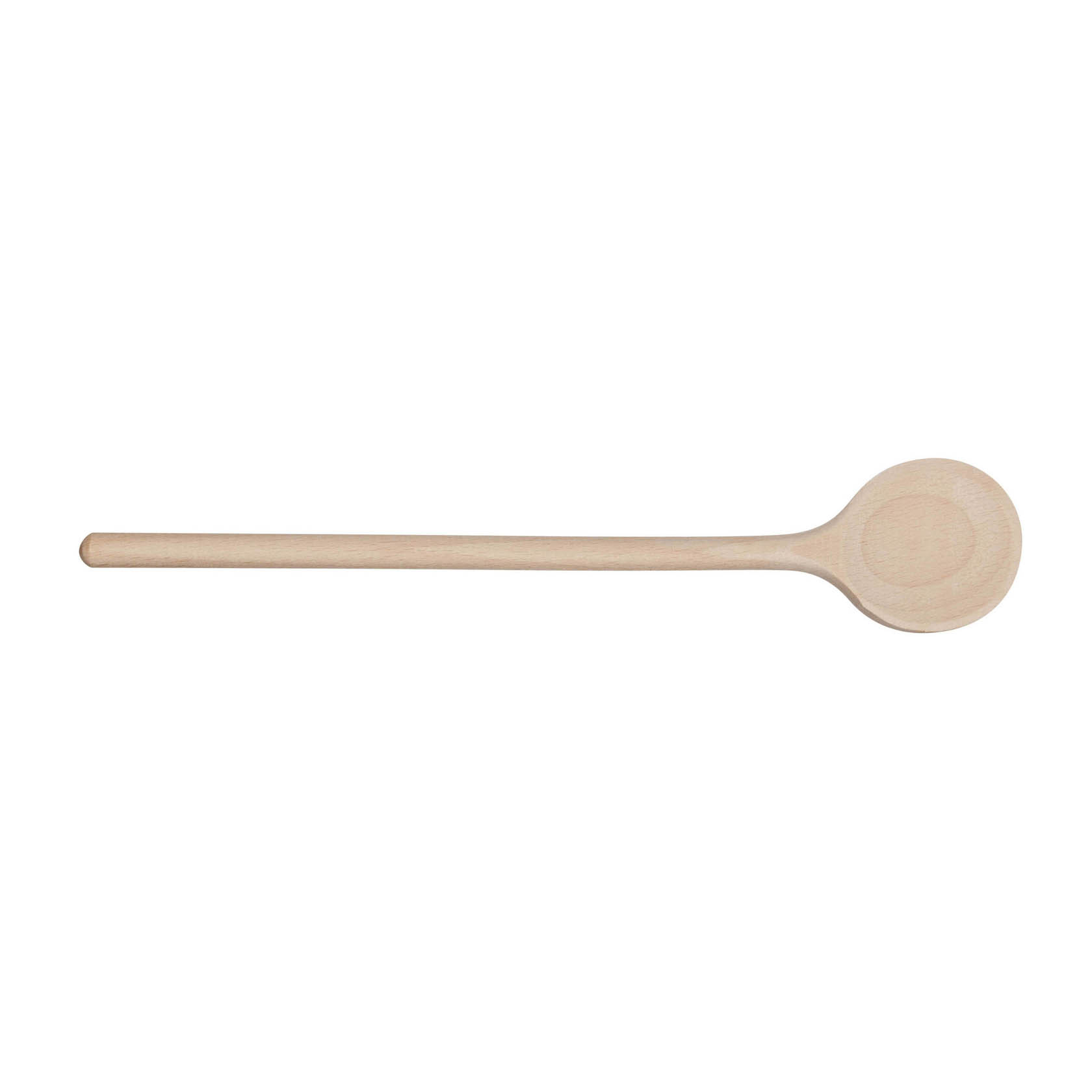 Ein einfacher, runder Kochlöffel aus Holz mit einer Länge von 25 cm. im Dregeno Online Shop günstig kaufen