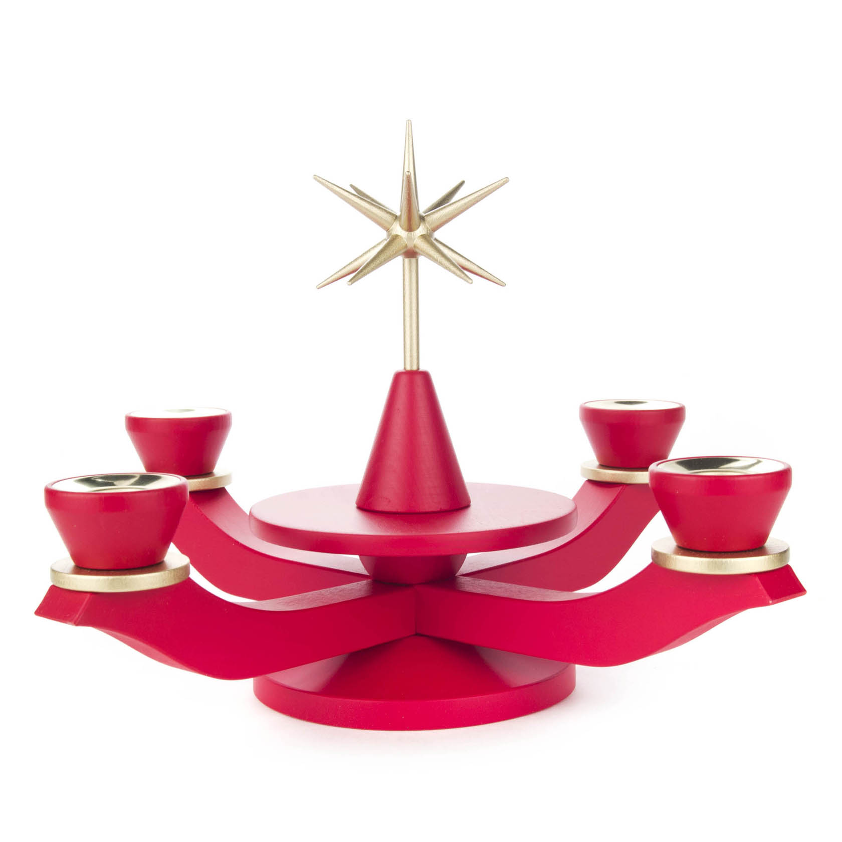 Red Advent candle holder with a central star and four slots for 22mm diameter candles. im Dregeno Online Shop günstig kaufen