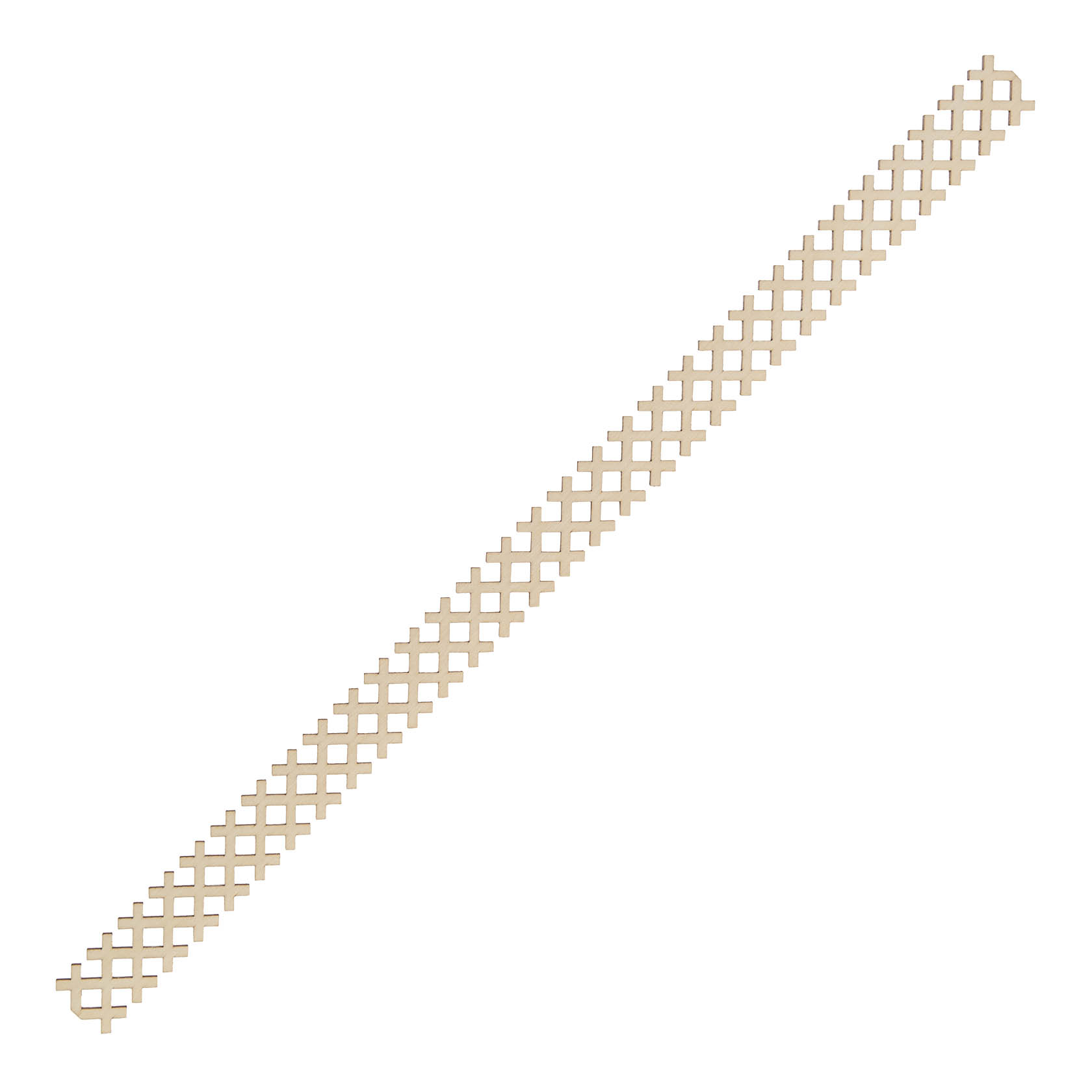 A narrow, decorative lattice fence strip with a criss-cross pattern, measuring approximately 355x20mm. im Dregeno Online Shop günstig kaufen