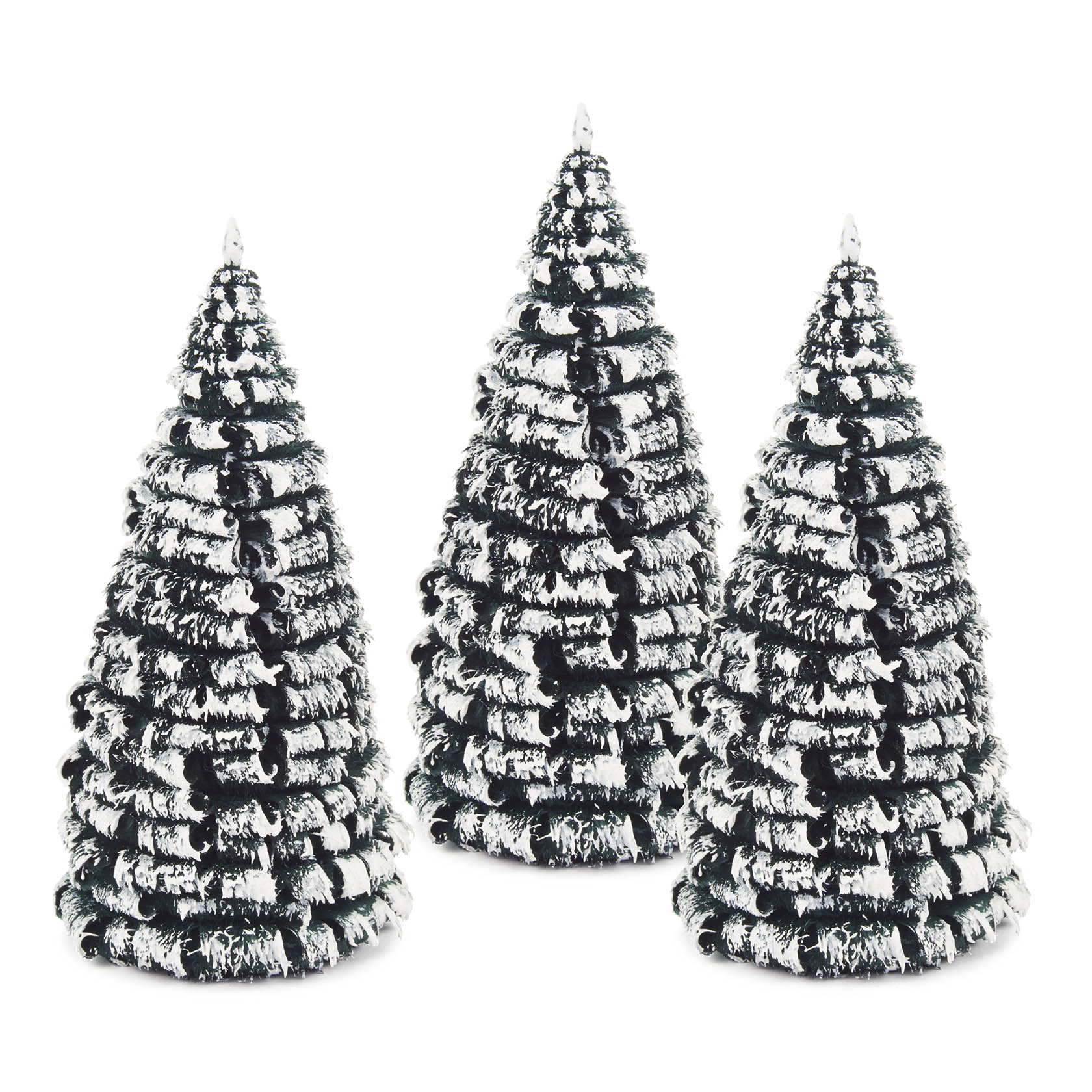 Ein kleiner dekorativer Weihnachtsbaum mit grünem und weißem Raureif-Effekt, ungefähr 12 cm hoch. im Dregeno Online Shop günstig kaufen