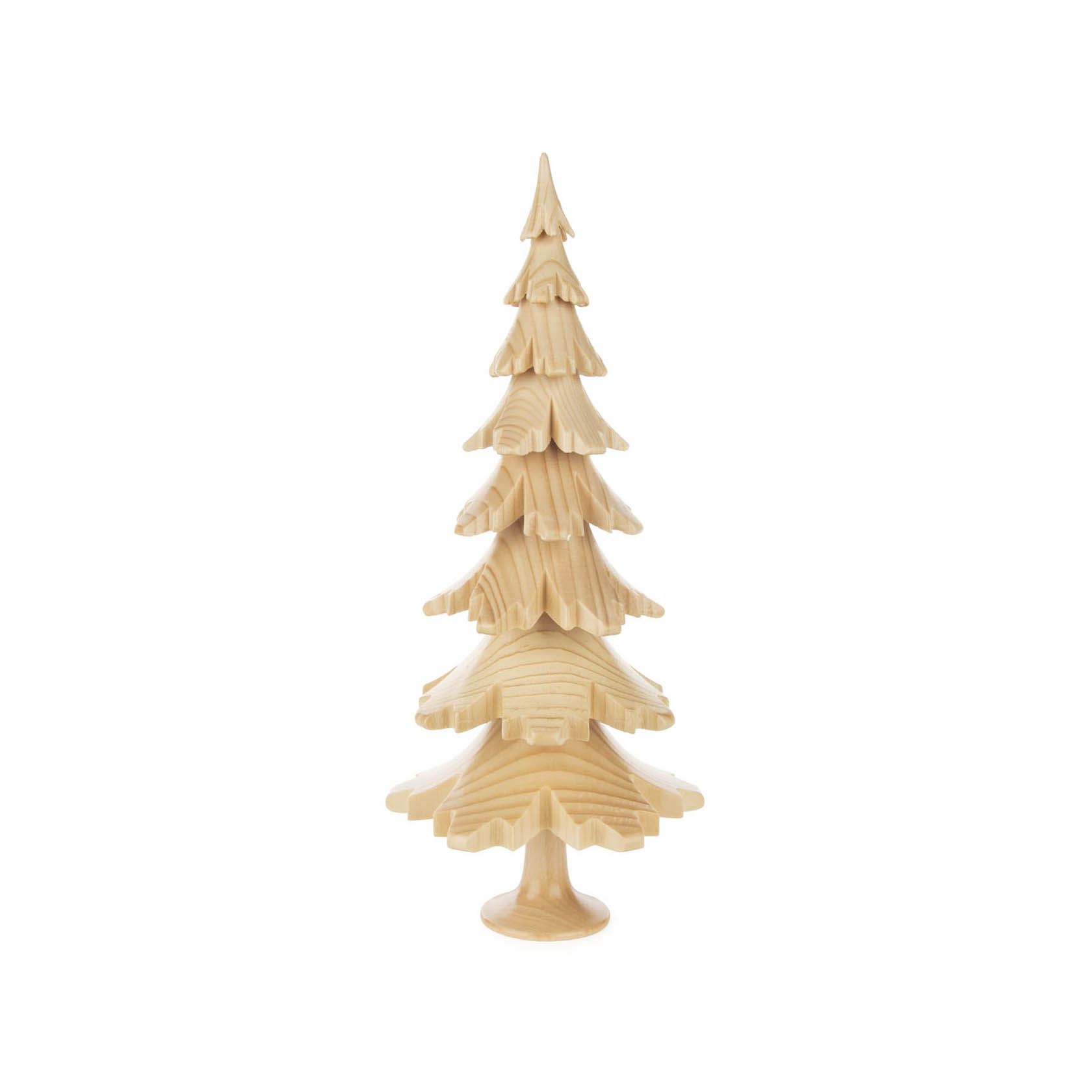 Dekorativer Weihnachtsbaum aus hellem Massivholz, bestehend aus mehreren, gestuften Lagen, die einen Tannenbaum nachbilden, Höhe 24,5 cm. im Dregeno Online Shop günstig kaufen