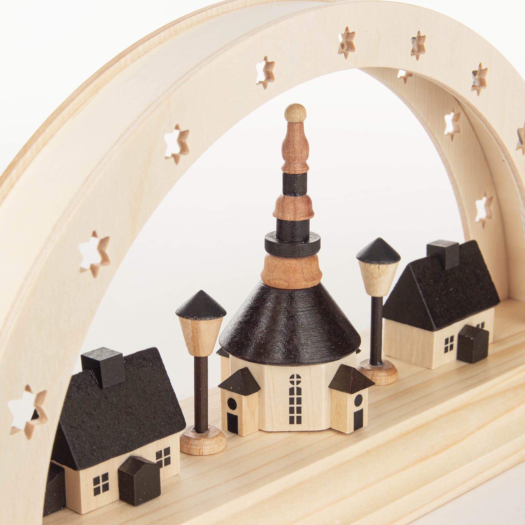 Lichterbogen Seiffener Kirche LED-batteriebetrieben