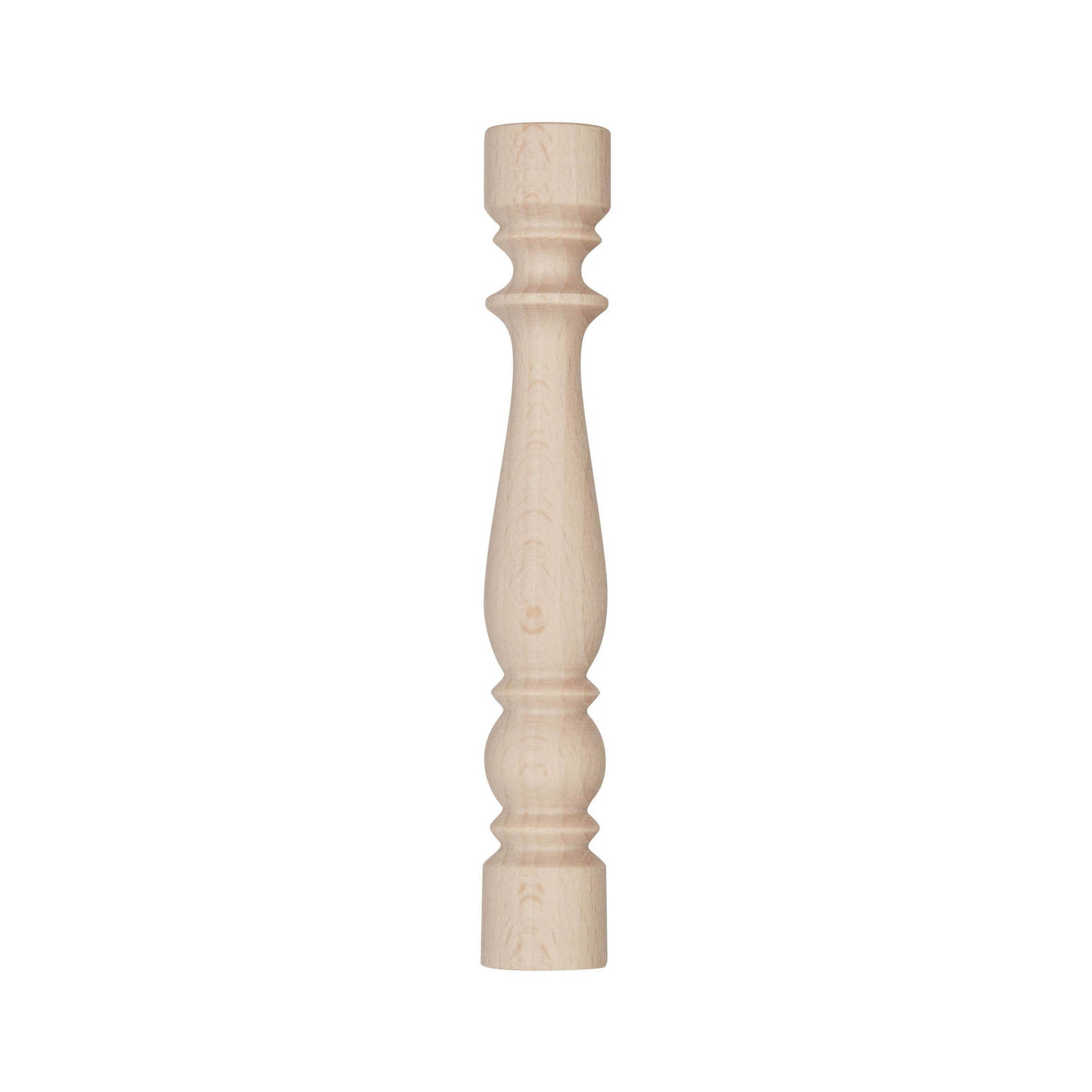 Rundgedrechselte Holzsäule aus Buchenholz, mit geschwungenem Design, geeignet für Etagenbau oder Möbelprojekte. im Dregeno Online Shop günstig kaufen