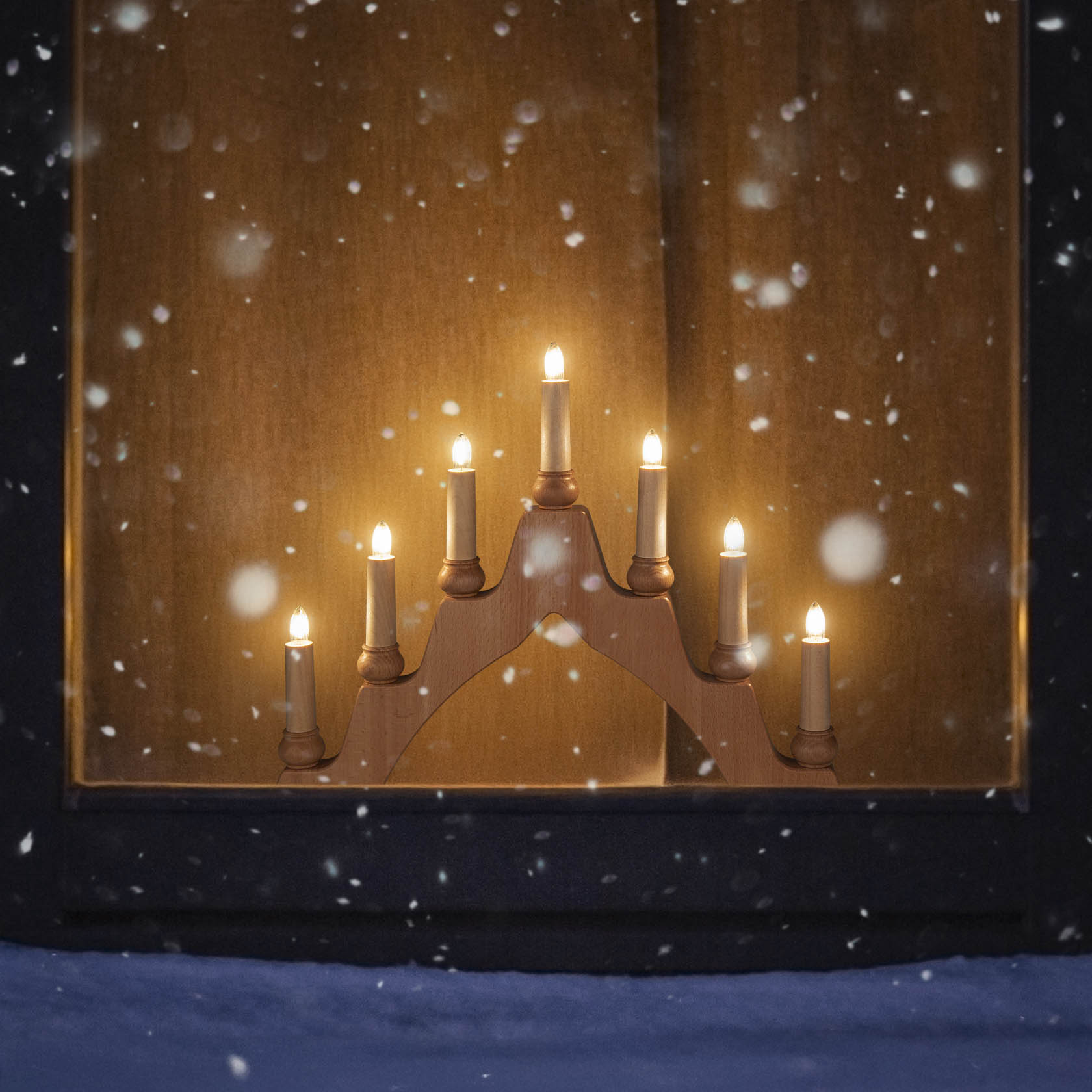 wooden candle arc electric lights