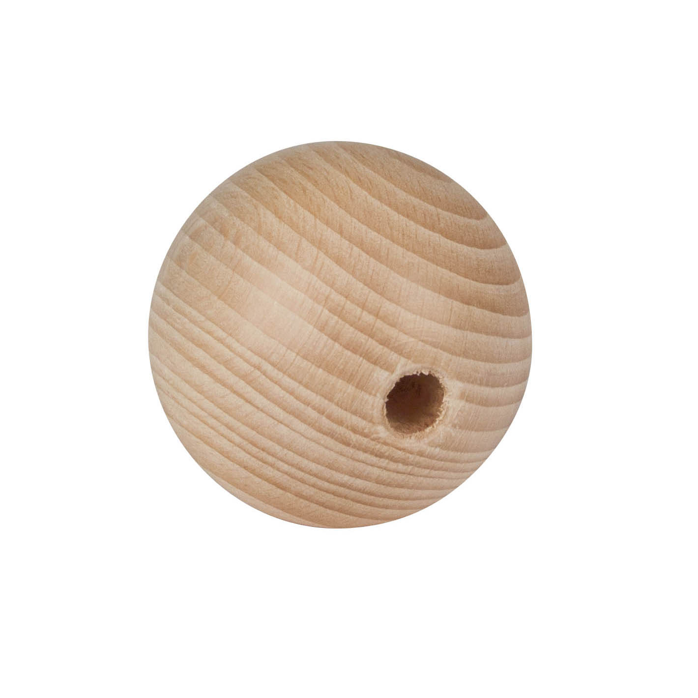 A raw wooden sphere with a diameter of 60mm featuring a 10mm hole drilled through it. im Dregeno Online Shop günstig kaufen