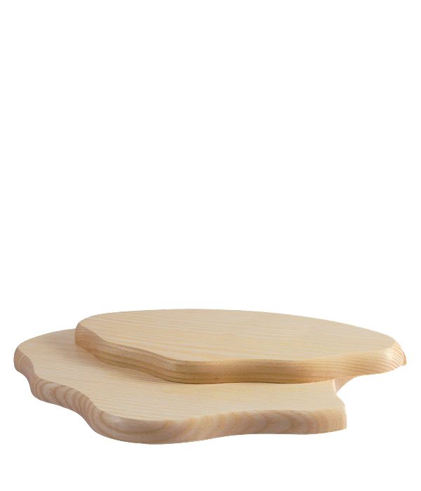 Zwei geschwungene Holzbretter, die stapelbar sind. Sie haben unregelmäßige, wolkenähnliche Formen und scheinen aus hellem Holz gefertigt zu sein. im Dregeno Online Shop günstig kaufen