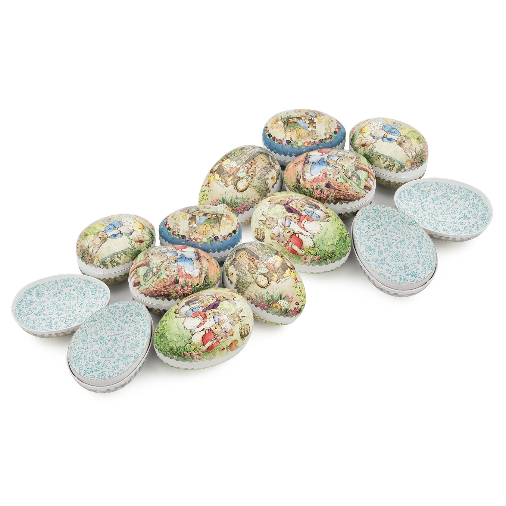 Ostereier "Beatrix Potter" zum Befüllen 6 Motive sortiert (12) Höhe 12cm