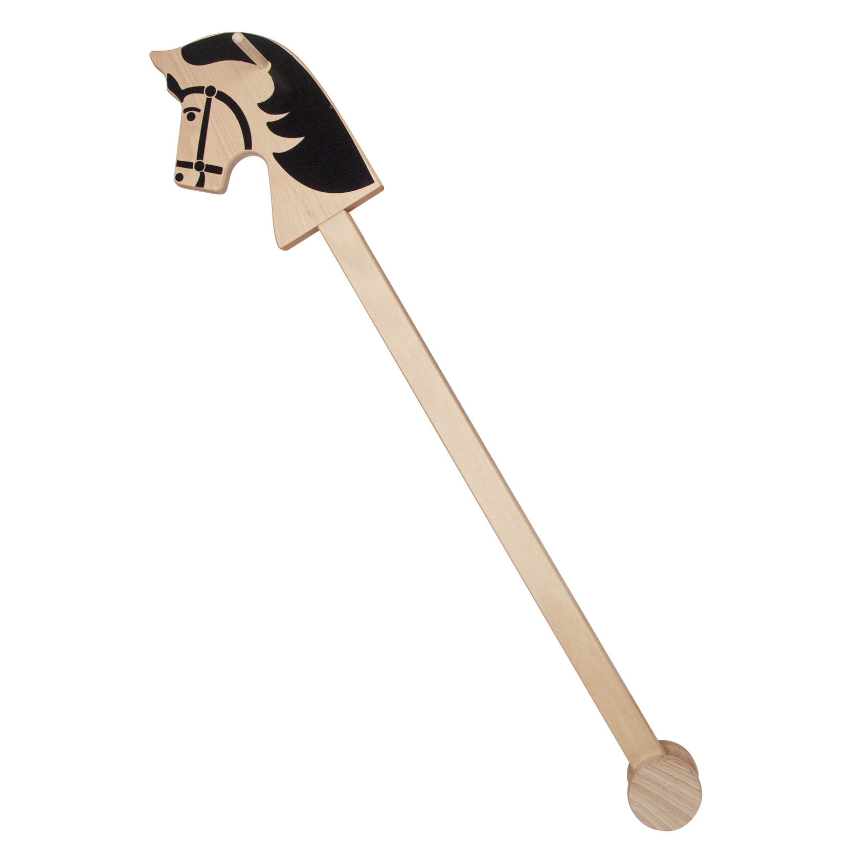 A wooden hobby horse with a carved horse head and stick body. im Dregeno Online Shop günstig kaufen