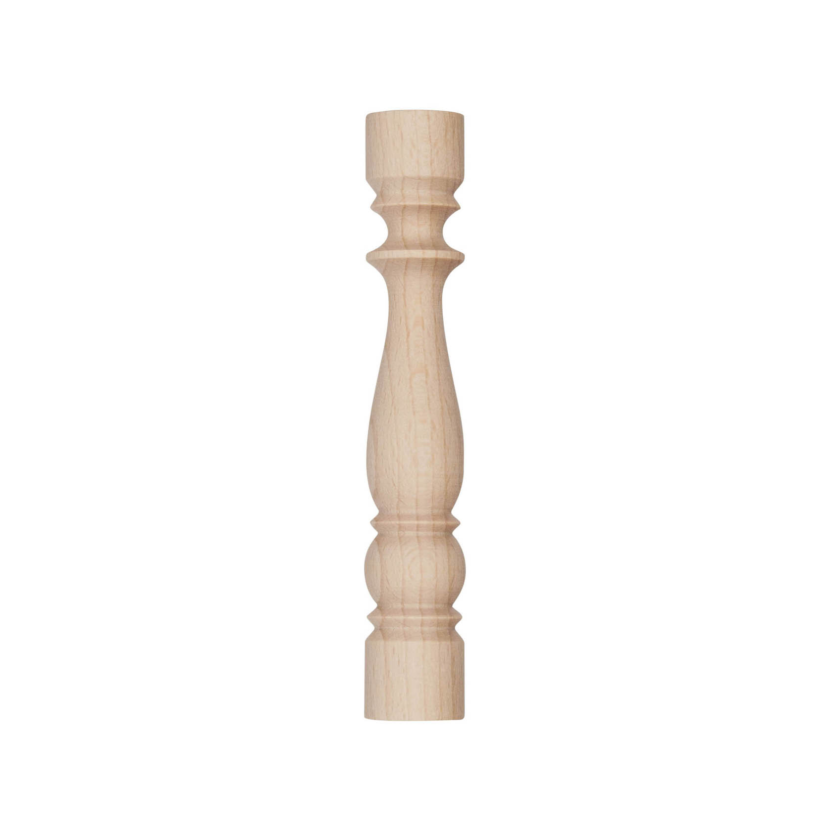 Zylindrische Holzsäule aus Buche mit dekorativen Verzierungen für den Etagenbau. im Dregeno Online Shop günstig kaufen