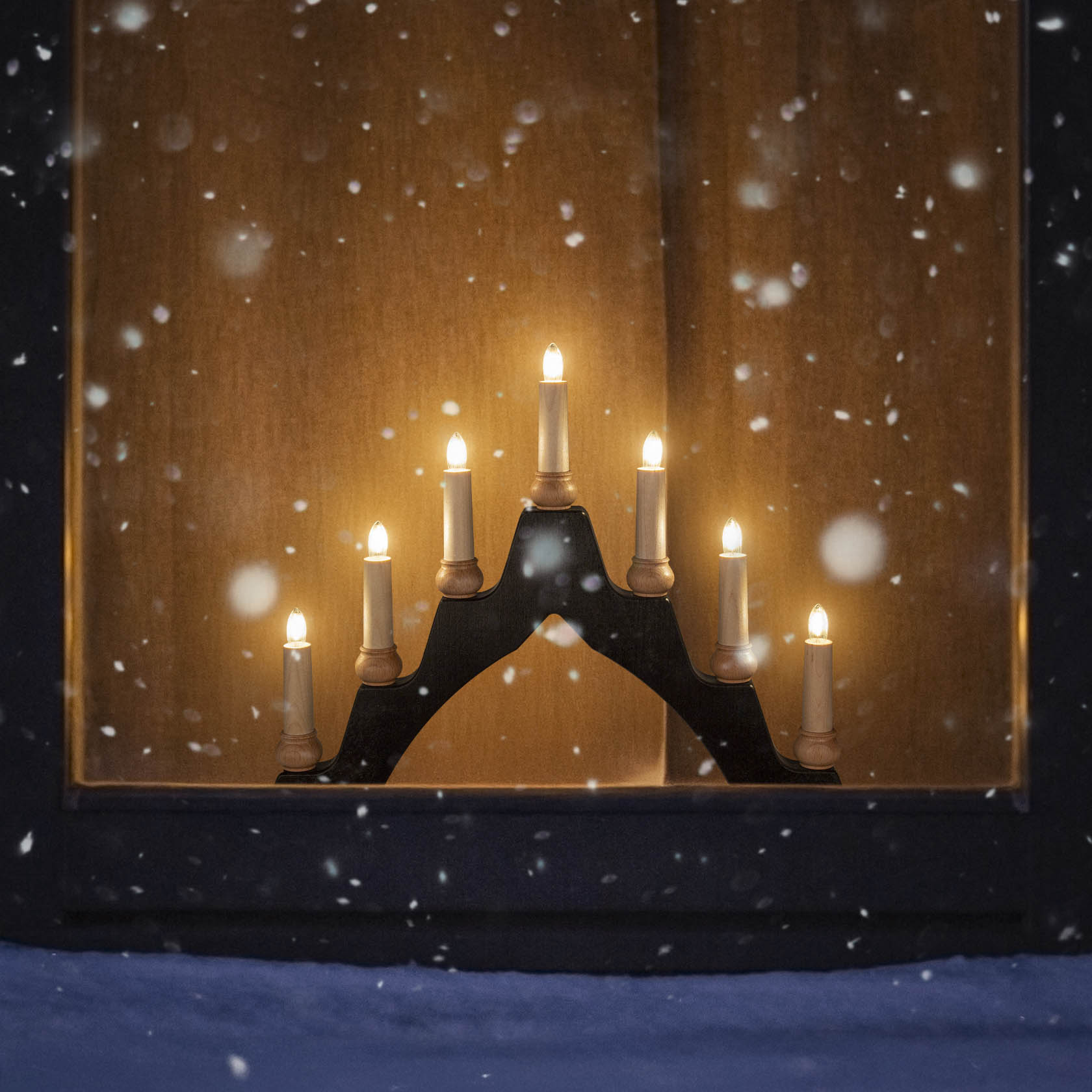 wooden candle arc electric lights black
