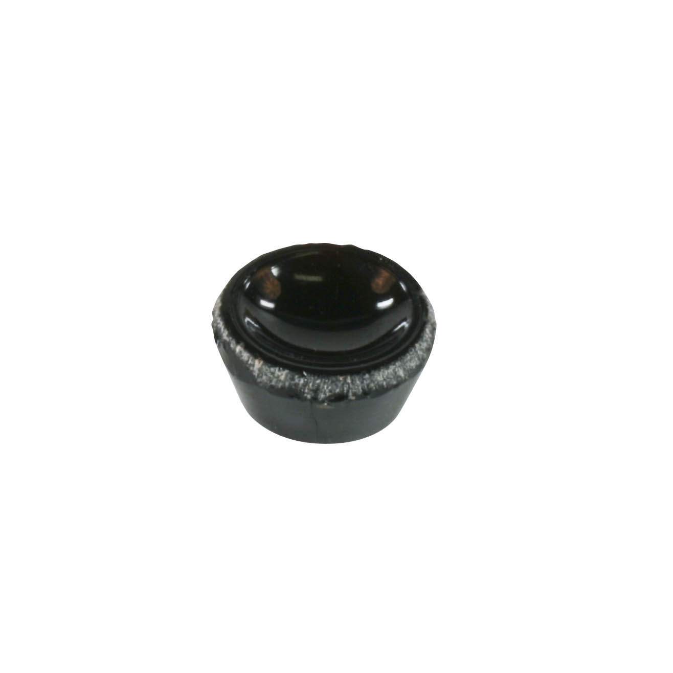 Ein einzelnes rundes Glaslager mit einem Durchmesser von 20 mm. Der obere Teil ist glatt und transparent, während der untere Teil eine dunkle Fassung hat. im Dregeno Online Shop günstig kaufen
