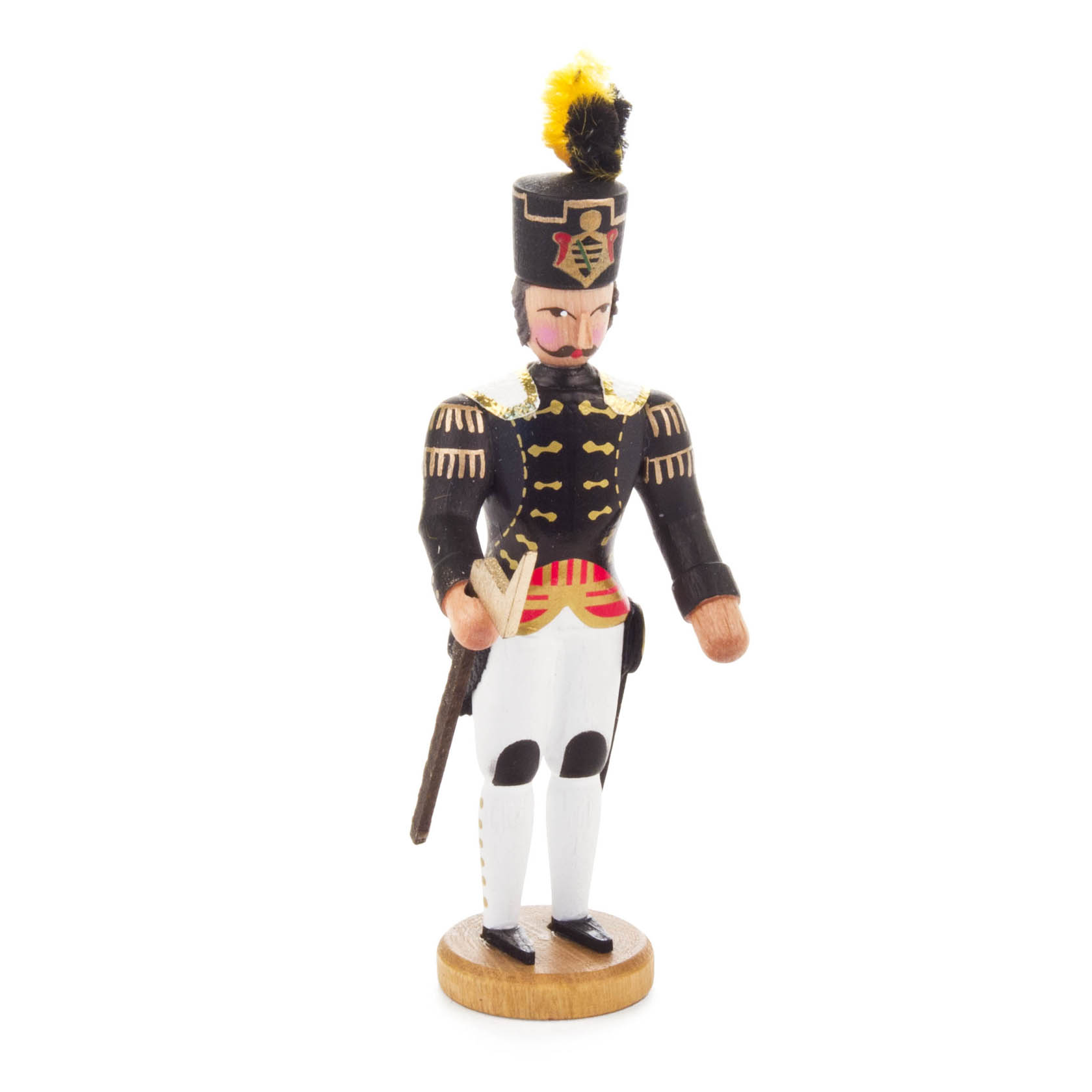 Ein traditionell gekleideter Bergmann Professor der Bergakademie, in schwarzer Uniform mit goldenen Verzierungen und einem Buch in der Hand. im Dregeno Online Shop günstig kaufen