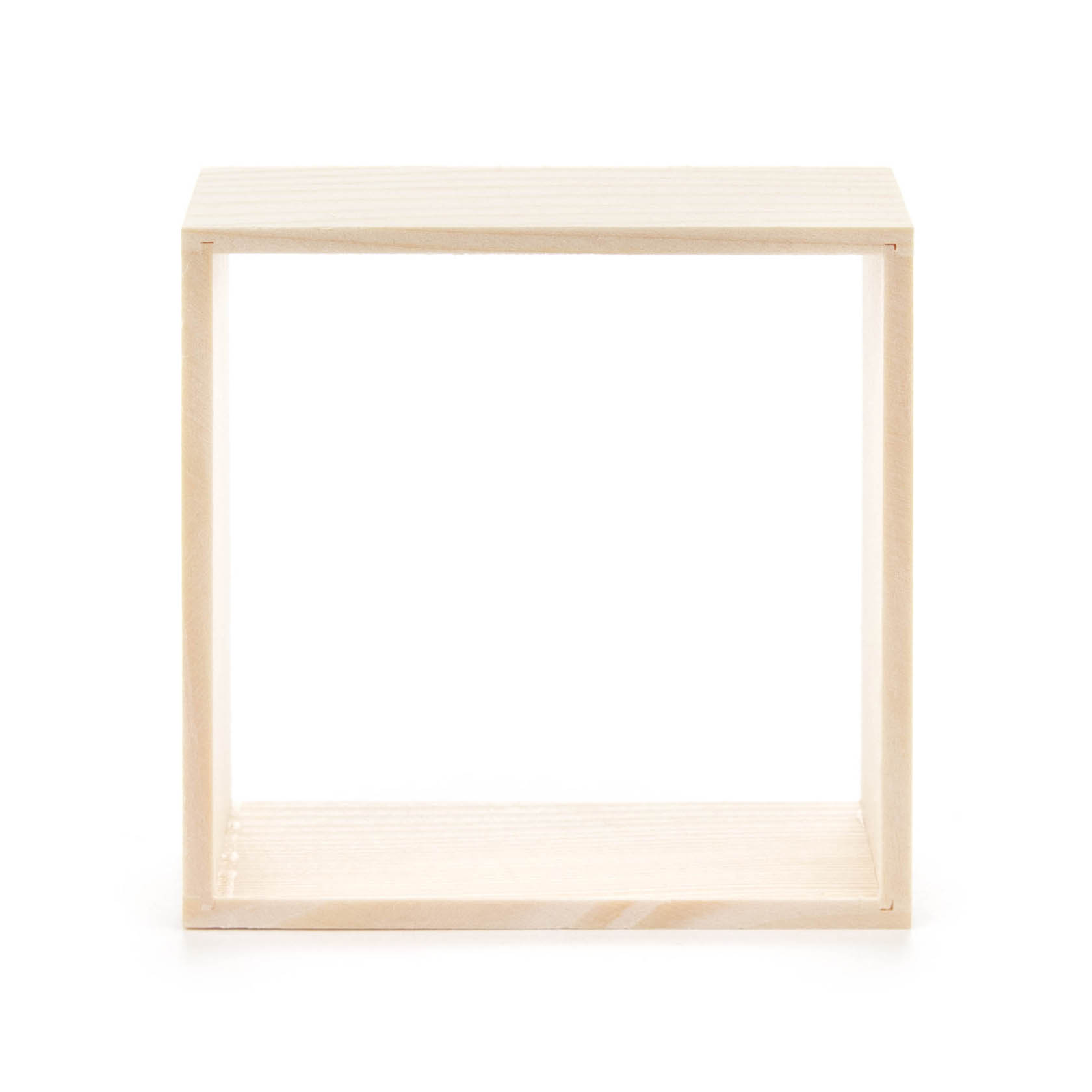 Ein naturbelassener, quadratischer Holzrahmen ohne Rückwand oder Glas, zur Dekoration gedacht. im Dregeno Online Shop günstig kaufen