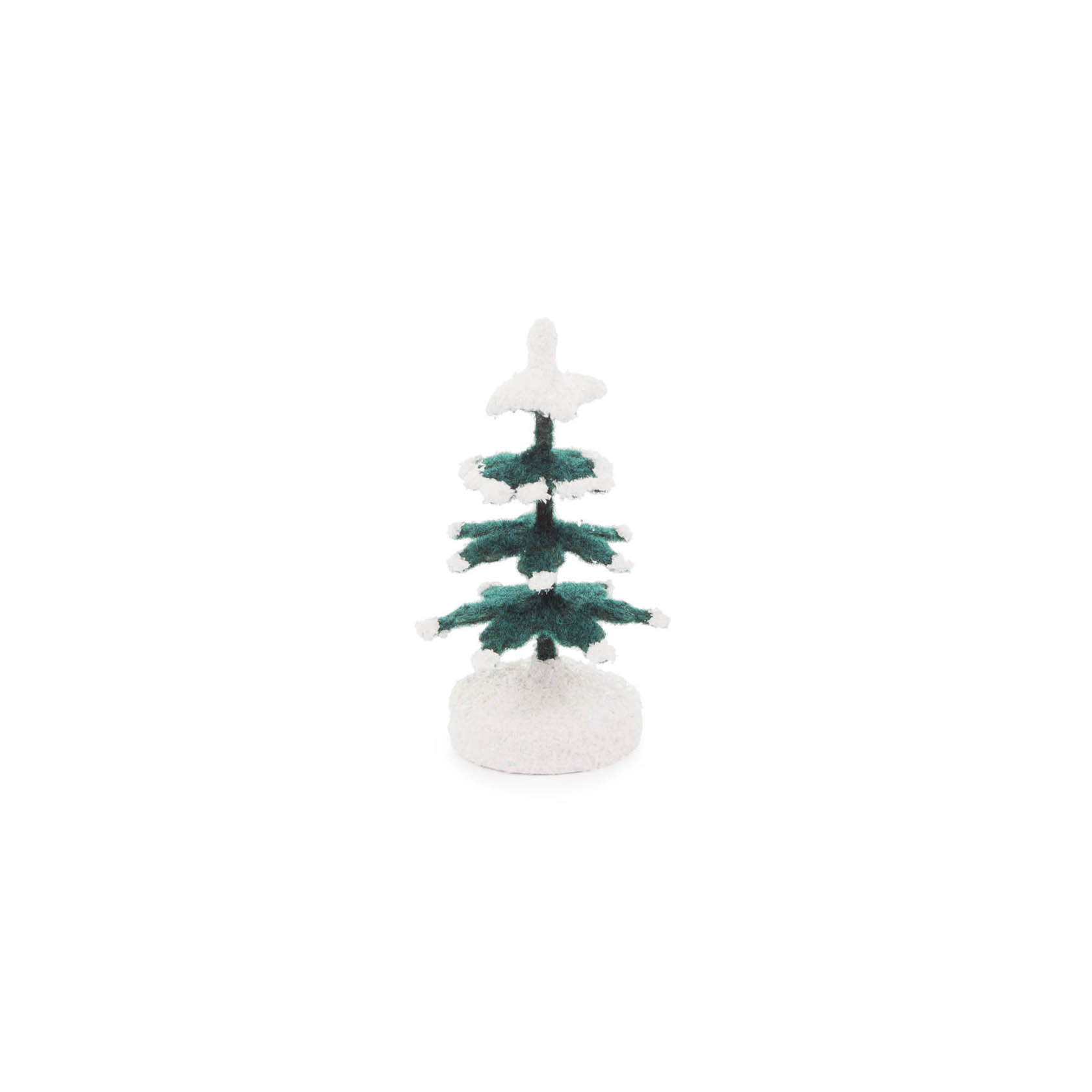 Miniatur-Weihnachtsbaum in Weiß, 5,5 cm hoch, im Stil einer schneebedeckten Fichte. im Dregeno Online Shop günstig kaufen