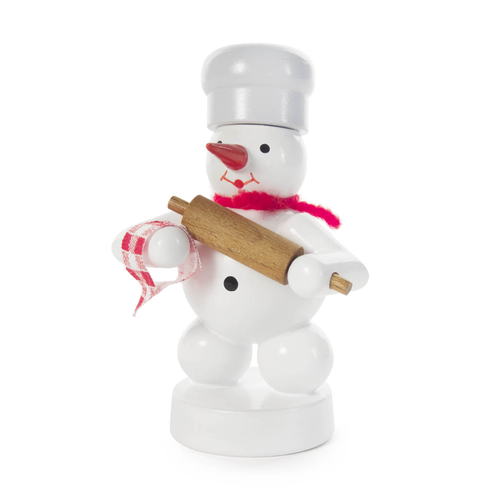 Holzschneemannfigur mit Kochmütze, Halstuch und Nudelholz in den Händen. im Dregeno Online Shop günstig kaufen